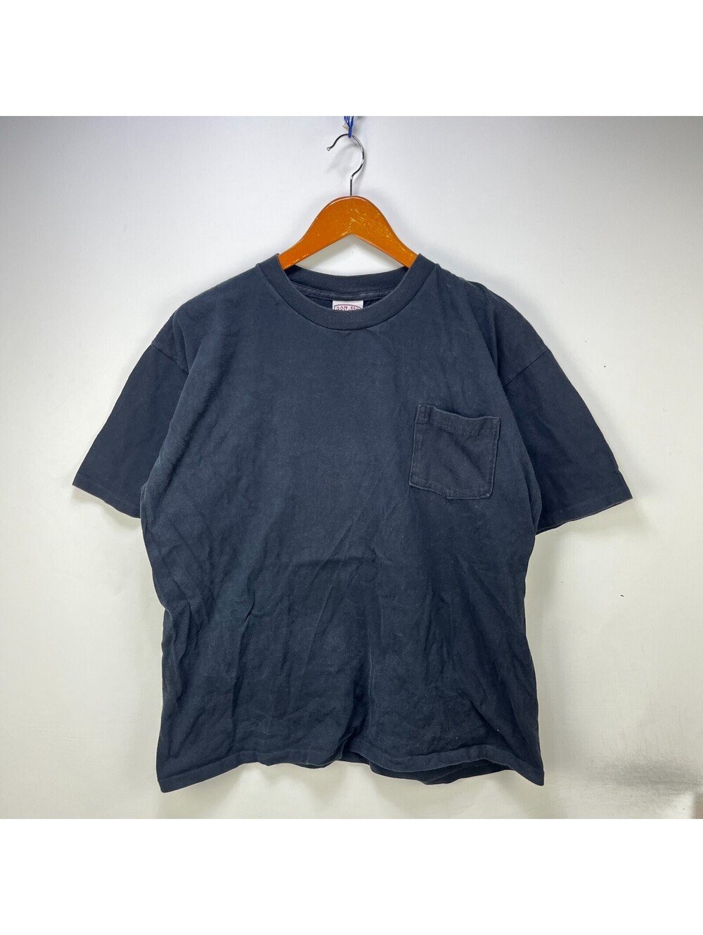 Vintage Sun Faded Blank Black Chest Pocket T Shirt L XL